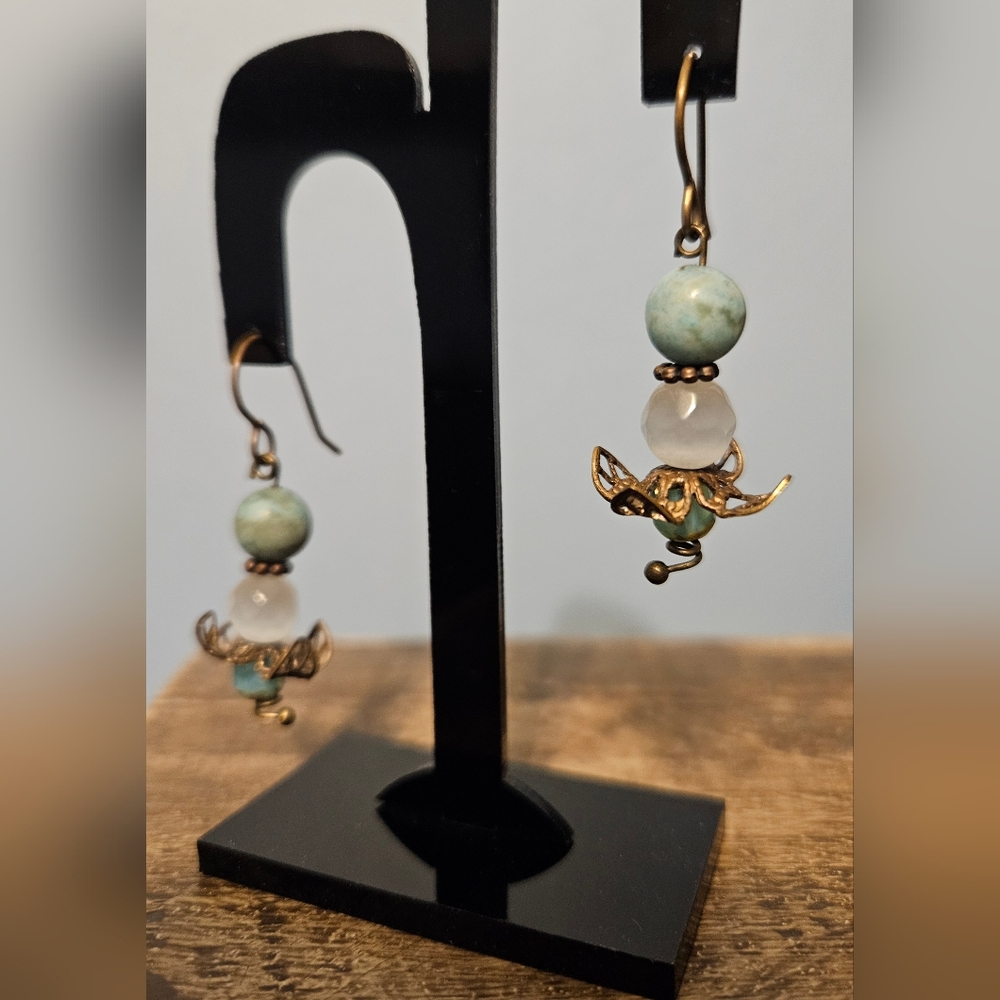 Handmade Brass & Turquoise Earrings